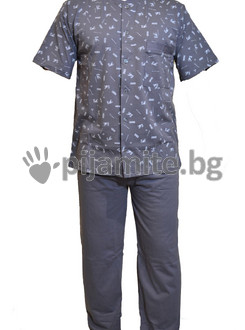 Мъжка пижама - къс ръкав, дълъг панталон 12201